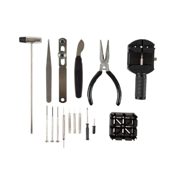Fleming Supply 16-piece Watch Repair Kit, DIY Tool Set for Watches Repair with Screwdrivers, Spring Remover, Tweezers 826132ESB - main